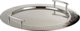 J-Line 2 Handvaten Rond plateau - dienblad - metaal - zilver - woonaccessoires