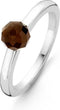 TI SENTO Ring 12128TB - Zilveren dames ring - Bruine gefacetteerde steen - Maat 50