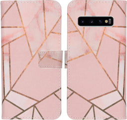 iMoshion Hoesje Geschikt voor Samsung Galaxy S10 Hoesje Met Pasjeshouder - iMoshion Design Softcase Bookcase - Goud / Roze / Pink Graphic