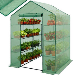 tectake® Broeikas - Foliekas 2m² - Kweekkas met 16 Planken - Beschermt Tegen Kou en Regen - Groen