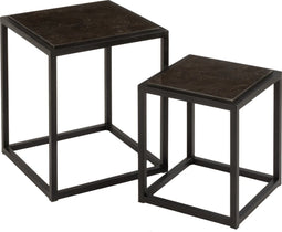 J-Line bijzettafel Laag Vierkant - metaal - zwart - set van 2