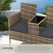 tectake® - wicker tuinbank 2-zitsbank met tafel - 131 x 61 x 82 cm - natuur/donkergrijs - poly-rattan