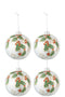 J-Line kerstballen kerstdeco - glas - wit/groen/rood - large - oos van 4