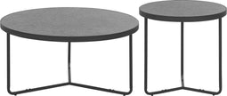 Salontafel set van 2 betonlook met zwart MELODY