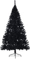 vidaXL - Kunstkerstboom - met - standaard - half - 180 - cm - PVC - zwart