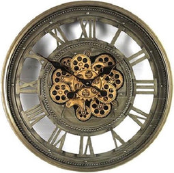 Wandklok industrieel James - radarklok grijs goud - wandklok 60cm