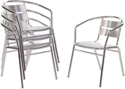 Aluminium Stoelen - Zilver - Stapelbaar - Set van 4