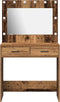 vidaXL - Kaptafel - met - LED - Verlichting - Oud - Hout - 78,5x41x135 - cm