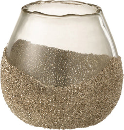 J-Line kaarshouder Helft Parels Rond - glas - goud - small