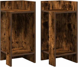 vidaXL - Bijzettafels - 2 - st - met - plank - 25,5x27x60 - cm - gerookt - eikenkleurig