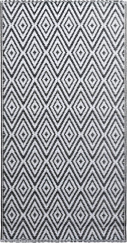 vidaXL - Buitenkleed - ARAKIL - 80x150 - cm - PP - wit - en - zwart