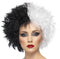 Cruella damespruik - Verkleedpruik - Tweekleurig - Wit zwart