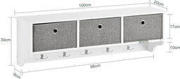 SoBuy FRG282-W - Wandkapstok - 3 Lades 5 Haken - Wit-Grijs