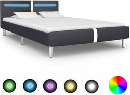 vidaXL - Bedframe - met - LED - kunstleer - zwart - 140x200 - cm