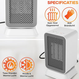 MATTI® - Ventilatorkachel - 1000W - Verwarmt in 3 Seconden - Licht en Compact Design