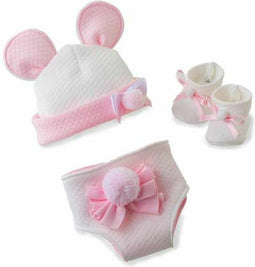 Berjuan Poppenkleding Pyjama Meisjes 38 Cm Pe Wit/roze