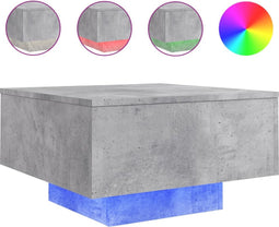 vidaXL - Salontafel - met - LED-verlichting - 55x55x31 - cm - betongrijs