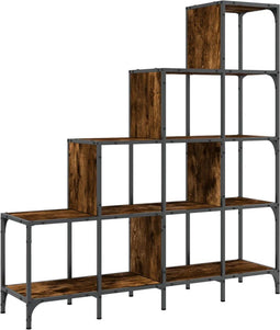 vidaXL - Boekenkast - 122x30x132 - cm - bewerkt - hout - en - metaal - gerookt - eiken