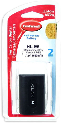 Hähnel HL-E6 - Accu Li-Ion 1650mAh - Vervanging voor Canon LP-E6 - Zwart
