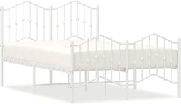 vidaXL - Bedframe - met - hoofd- - en - voeteneinde metaal - wit - 120x190 - cm
