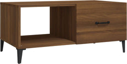 vidaXL - Salontafel - 90x50x40 - cm - bewerkt - hout - bruin - eikenkleur