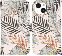 iMoshion Hoesje Geschikt voor iPhone 14 Hoesje Met Pasjeshouder - iMoshion Design Softcase Bookcase - Goud / Glamour Botanic