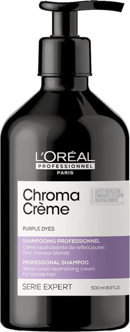 L’Oréal Professionnel Serie Expert Chroma Crème Purple Corrigerende Zilvershampoo - 500 ml- Zilvershampoo - Voor Gekleurd haar -