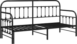 vidaXL - Zwart - Dagbedframe - met - Bedlade, - 75x190 - cm, - Staal