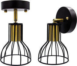 Industriële Wandlampen in Vintage Stijl - Set van 2 - Zwart Metaal