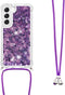 Lunso - Geschikt voor Samsung Galaxy S23 - Telefoonhoes met koord - Glitter Paars