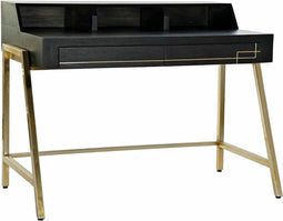 Bureau DKD Home Decor Zwart Metaal Gouden Mangohout (125 x 74 x 93.5 cm)