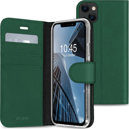 Accezz Hoesje Geschikt voor iPhone 13 Mini Hoesje Met Pasjeshouder - Accezz Wallet Softcase Bookcase - Groen
