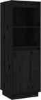 vidaXL - Hoge - kast - 37x34x110 - cm - massief - grenenhout - zwart