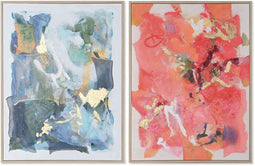 Canvas Home ESPRIT Blauw Roze polyestyreen Canvas Abstract Modern 94 x 4 x 123,5 cm (2 Stuks)