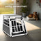 tectake® Single Hondenbench - Hondentransportbox - Aluminium en Fineerhout - 54 x 69 x 50 cm