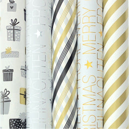 Benza Noël cadeaupapier - kerst inpakpapier set van 5 rollen - 3 meter x 70 cm - multikleur