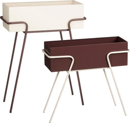 Mica Decorations Plantenbak op Poten - Set van 2 - Metaal - Donkerbruin/Beige - L54 x B23 x H70 cm (2 stuks)