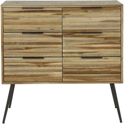 Ladekast Teca strip 6 lades - Teakhout verweerd