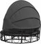 vidaXL - Loungebed - met - luifel - en - kussens - poly - rattan - zwart