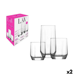 Glazenset LAV Diamond 310 ml 385 ml 215 ml 18 Onderdelen (2 Stuks)