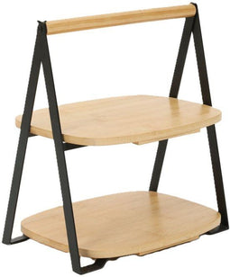 Ceruzo Etagère Bamboe - 2-laags - Opvouwbaar - 30 cm Hoog