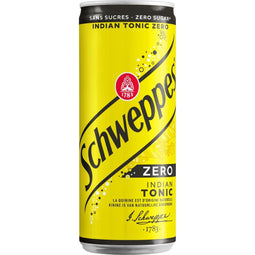 Schweppes - Schweppes Indian Tonic Zero frisdrank, blikje van 33 cl, pak van 24 stuks