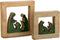 J-Line decoratie Kerststal Vierkant - hout - groen/naturel - large