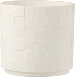 J-Line bloempot Vierkant - keramiek - wit - large - Ø 16 cm - 2 stuks