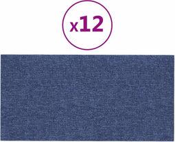 vidaXL - Wandpanelen - 12 - st - 2,16 - m² - 60x30 - cm - stof - blauw