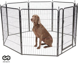 Infinity Goods Hondenren - Puppyren - 8 Panelen - 100 x 80 CM - Opvouwbaar - Met Deur - Staal -