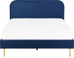 FLAYAT - Tweepersoonsbed - Marineblauw - 140 x 200 cm - Fluweel