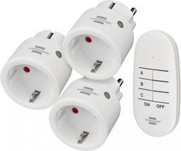 Brennenstuhl Comfort-Line Draadloze Schakelaarset Mini 3+1, 3 mini draadloze schakelaars (voor binnenshuis, met Afstandsbediening en hogere contactbescherming) wit