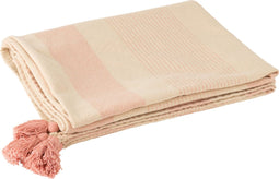 J-Line Plaid - deken - katoen - wit & roze - 130 x 180 cm - woonaccessoires