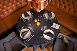 Duni Tafelkleed - rond - D180 cm - antraciet grijs - wegwerp - papier - valt als linnen over de tafel - tafellaken